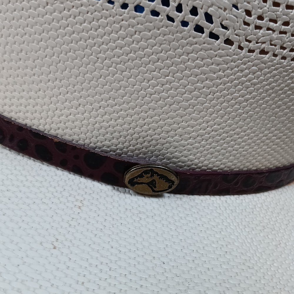 Bangora Branded Cream Straw Cowboy Hat with Band - Picture 5 of 13
